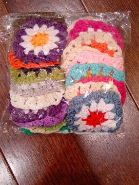 24 Piece Crochet Flowers DIY Linen Blanket Throw Hats
